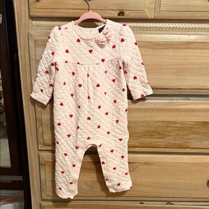 Janie and Jack Pink Heart Quilted Footie